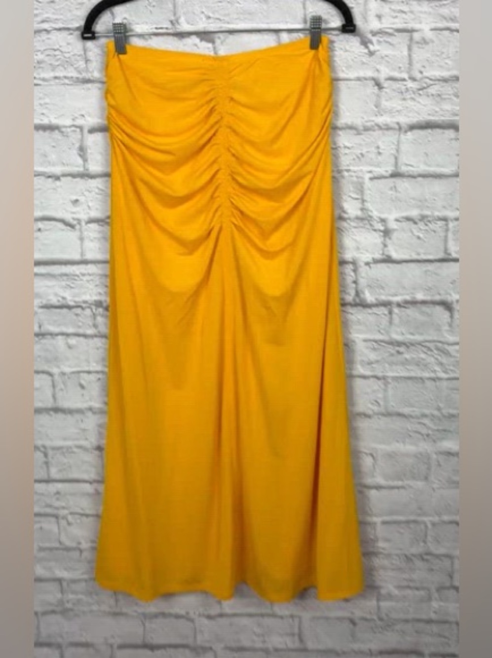 House of Harlow 1960 Bright Yellow Ruched Maxi Skirt